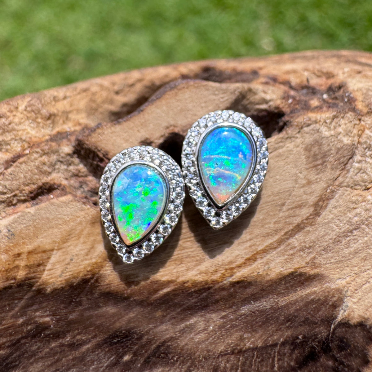0.8ct Lightning Ridge Opal Stud Earrings ~ 'Mindil Beach Glow' | 925 Sterling Silver | Solid Australian Opal