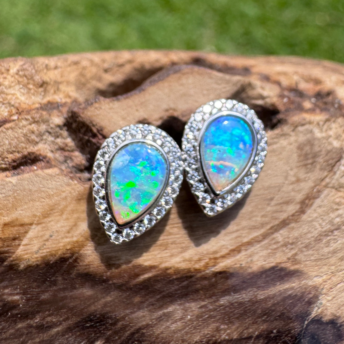 0.8ct Lightning Ridge Opal Stud Earrings ~ 'Mindil Beach Glow' | 925 Sterling Silver | Solid Australian Opal