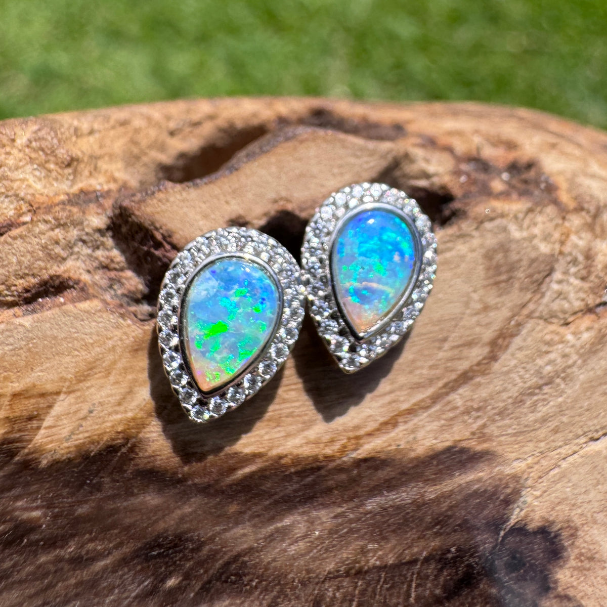 0.8ct Lightning Ridge Opal Stud Earrings ~ 'Mindil Beach Glow' | 925 Sterling Silver | Solid Australian Opal