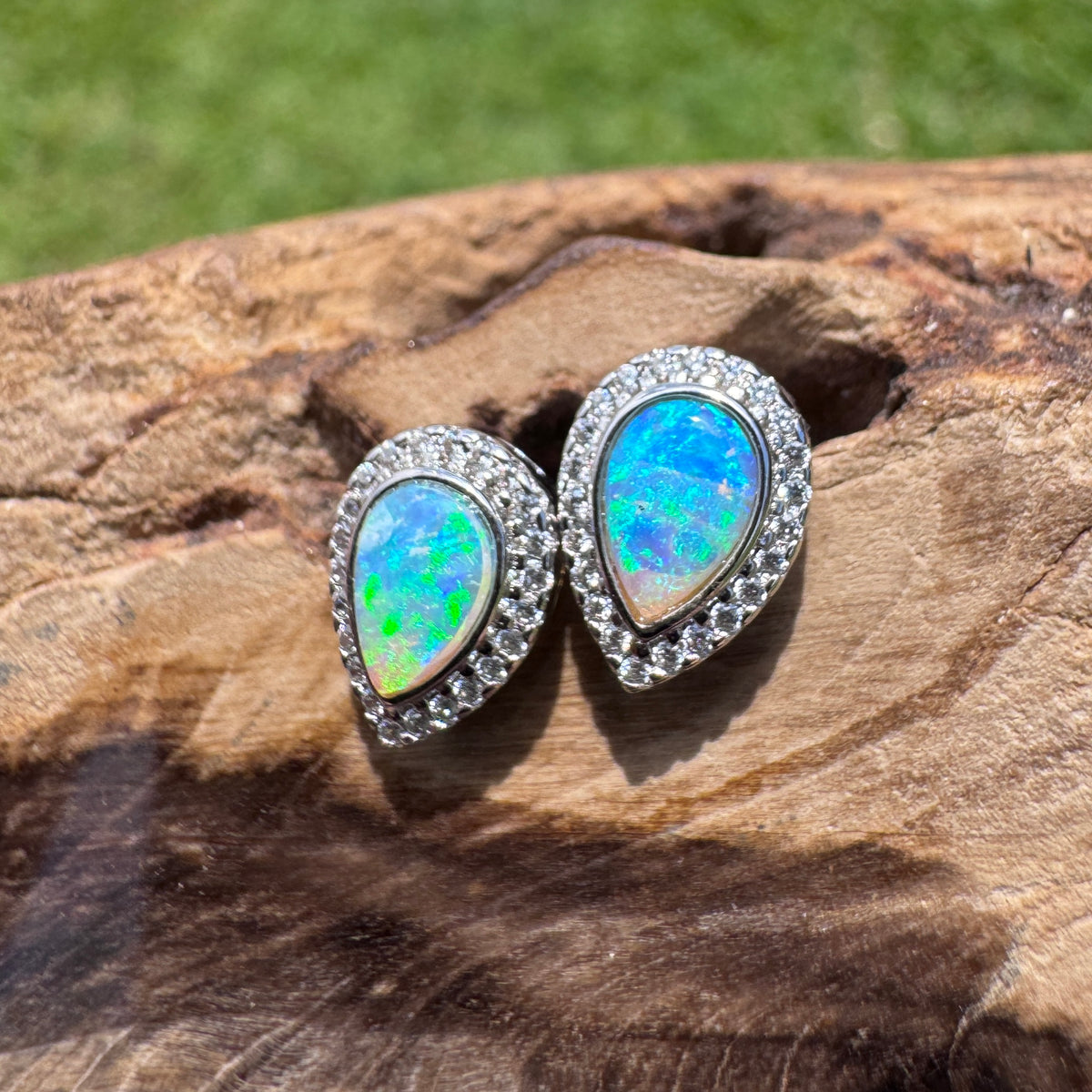 0.8ct Lightning Ridge Opal Stud Earrings ~ 'Mindil Beach Glow' | 925 Sterling Silver | Solid Australian Opal