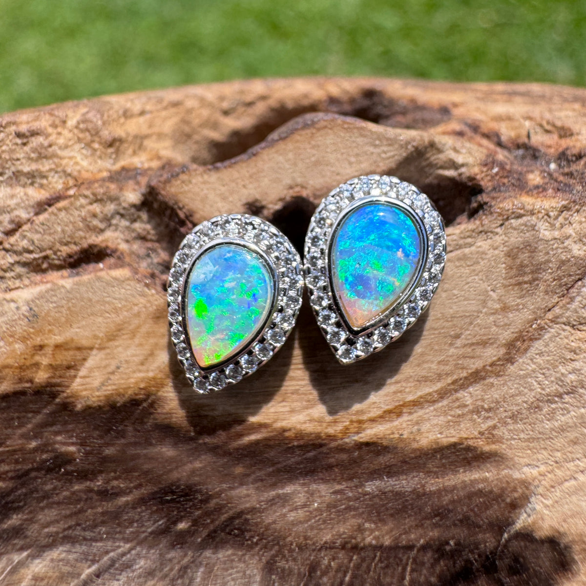 0.8ct Lightning Ridge Opal Stud Earrings ~ 'Mindil Beach Glow' | 925 Sterling Silver | Solid Australian Opal