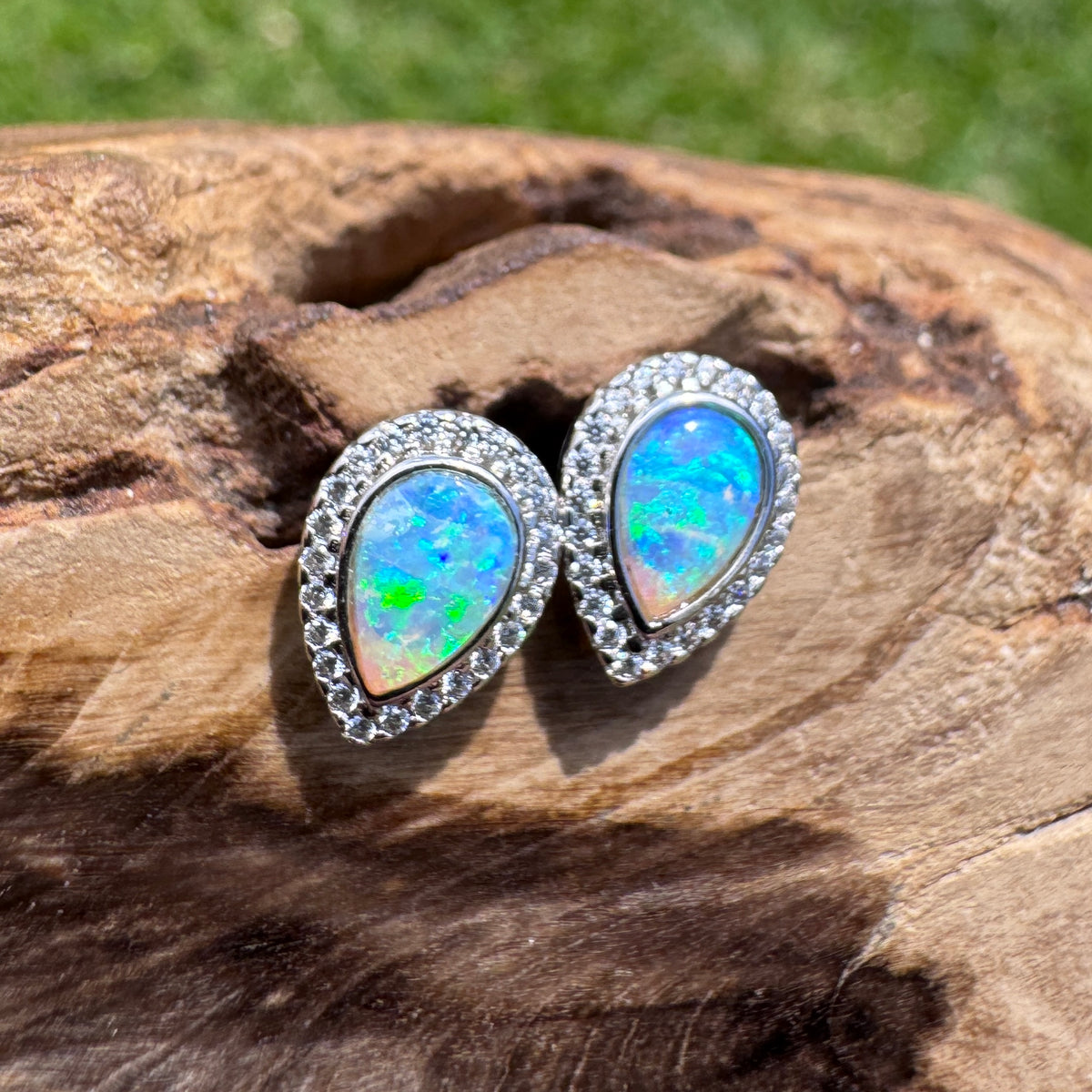 0.8ct Lightning Ridge Opal Stud Earrings ~ 'Mindil Beach Glow' | 925 Sterling Silver | Solid Australian Opal