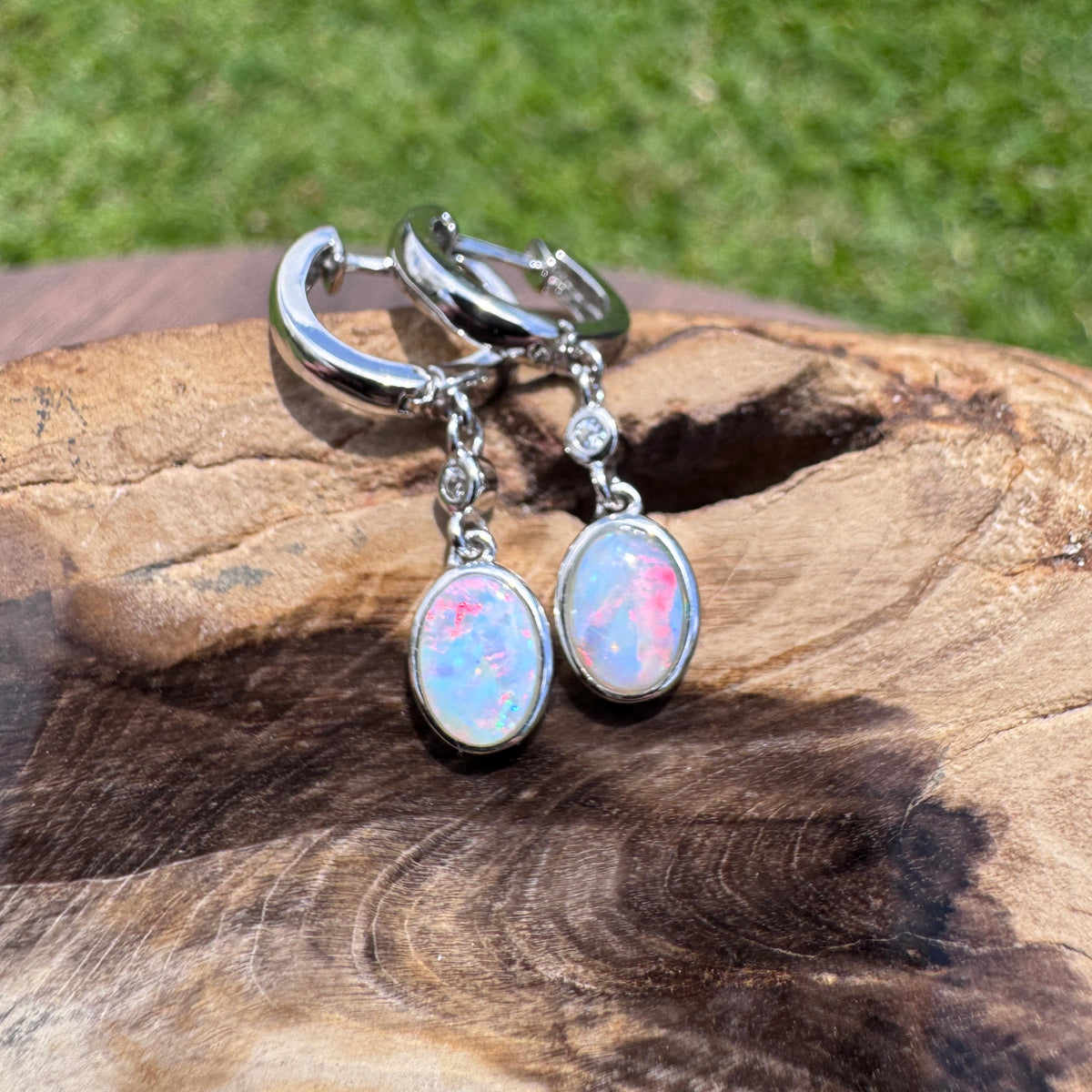 1.4ct Coober Pedy Opal Huggie Earrings ~ 'Kiama Drops' | 925 Sterling Silver | Solid Australian Opal