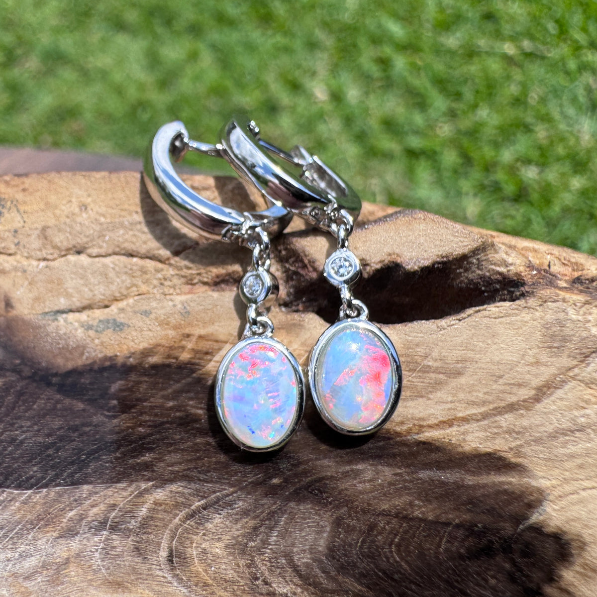 1.4ct Coober Pedy Opal Huggie Earrings ~ 'Kiama Drops' | 925 Sterling Silver | Solid Australian Opal