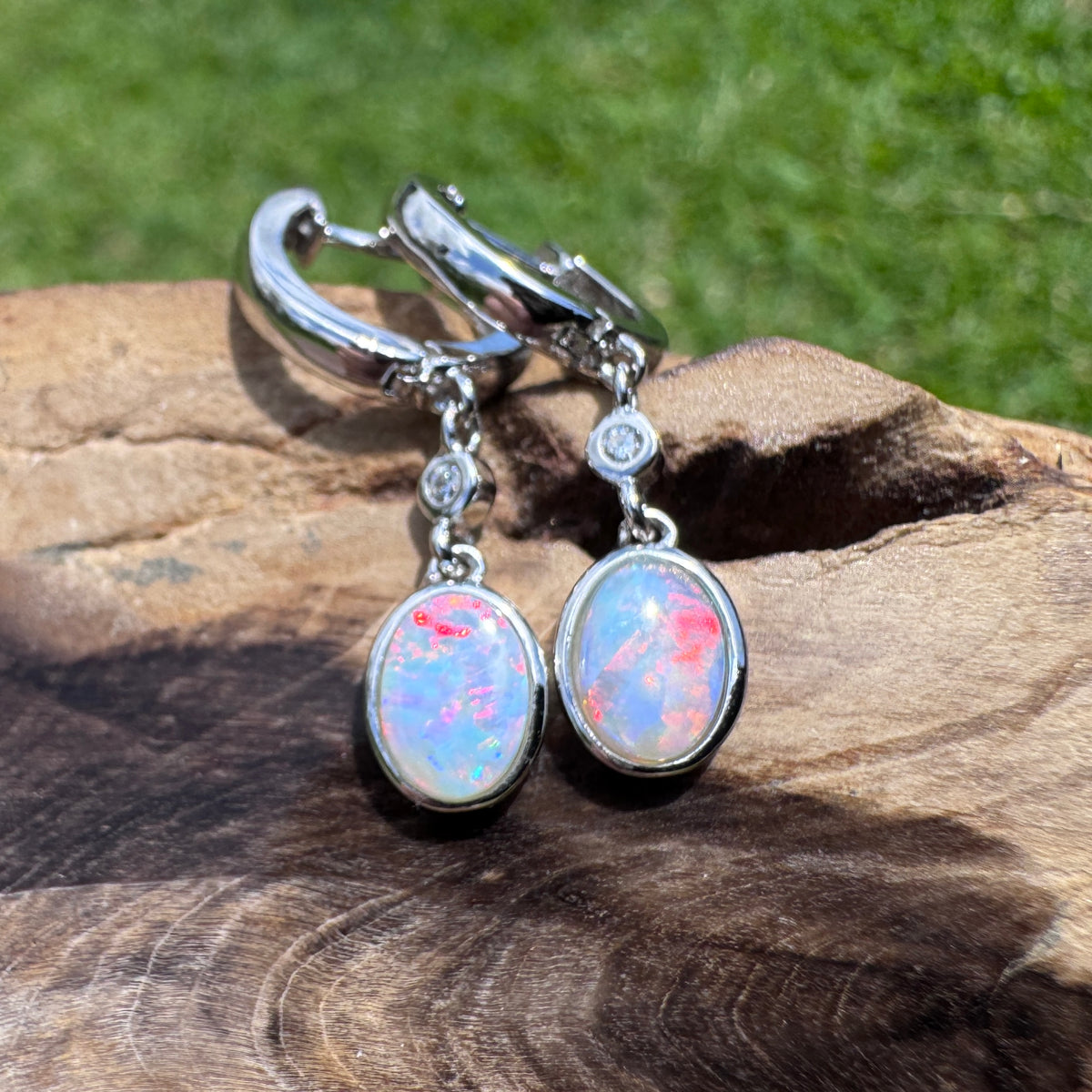 1.4ct Coober Pedy Opal Huggie Earrings ~ 'Kiama Drops' | 925 Sterling Silver | Solid Australian Opal