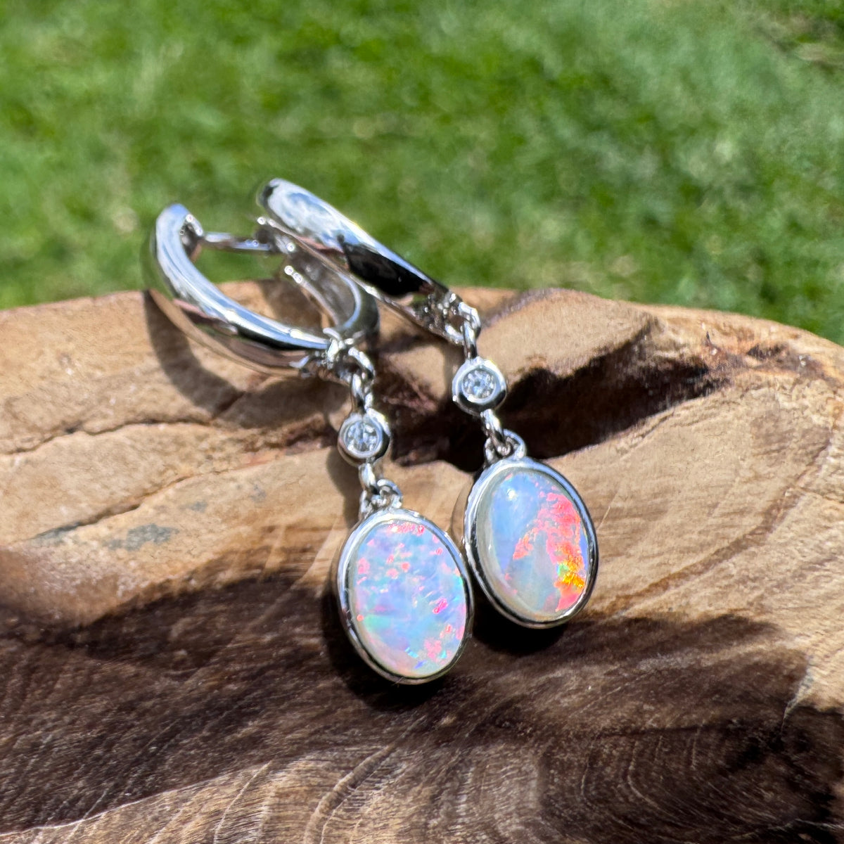 1.4ct Coober Pedy Opal Huggie Earrings ~ 'Kiama Drops' | 925 Sterling Silver | Solid Australian Opal