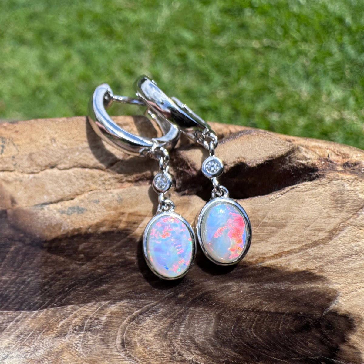 1.4ct Coober Pedy Opal Huggie Earrings ~ 'Kiama Drops' | 925 Sterling Silver | Solid Australian Opal
