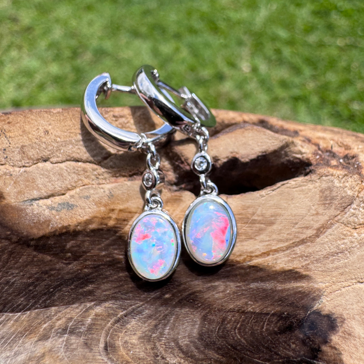 1.4ct Coober Pedy Opal Huggie Earrings ~ 'Kiama Drops' | 925 Sterling Silver | Solid Australian Opal