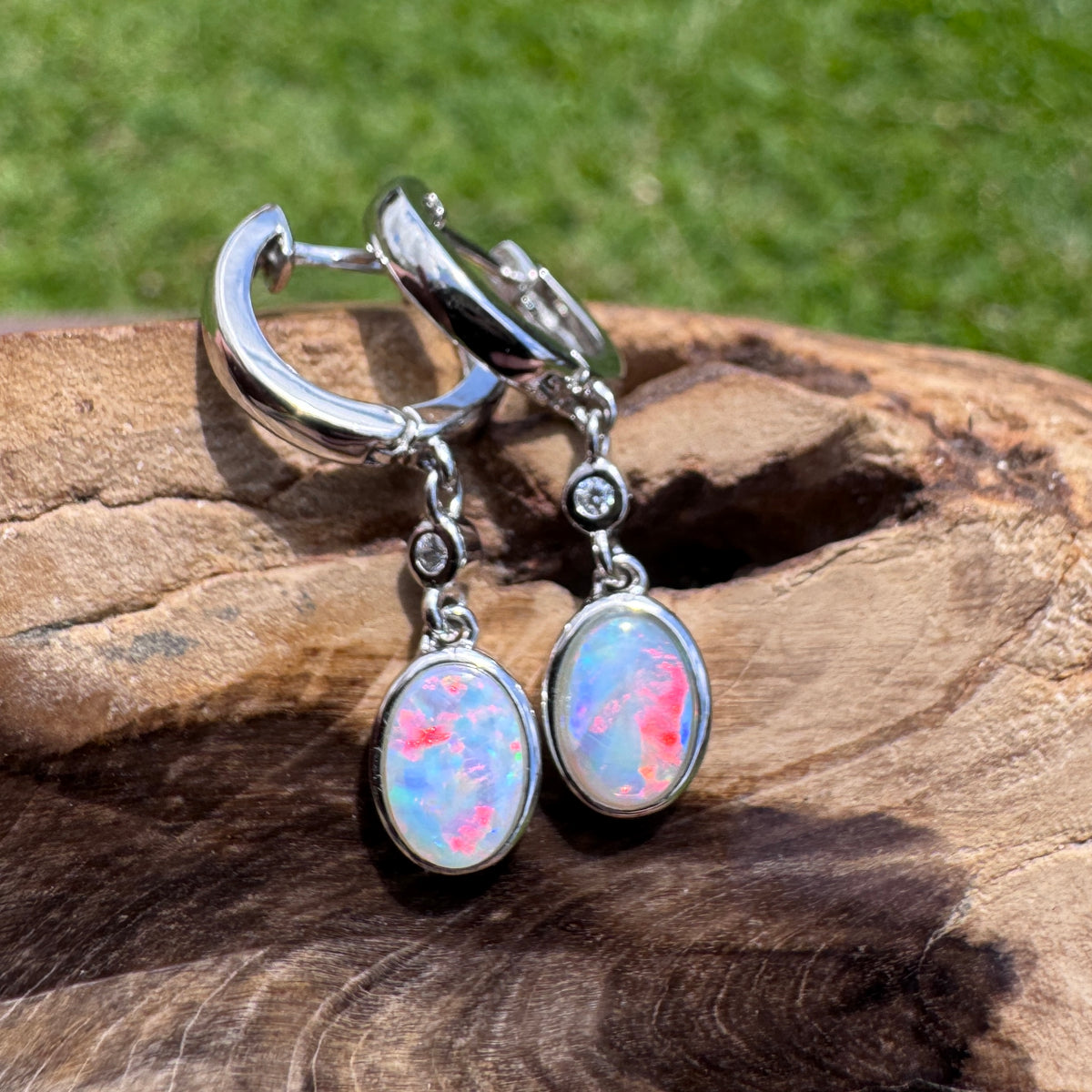 1.4ct Coober Pedy Opal Huggie Earrings ~ 'Kiama Drops' | 925 Sterling Silver | Solid Australian Opal