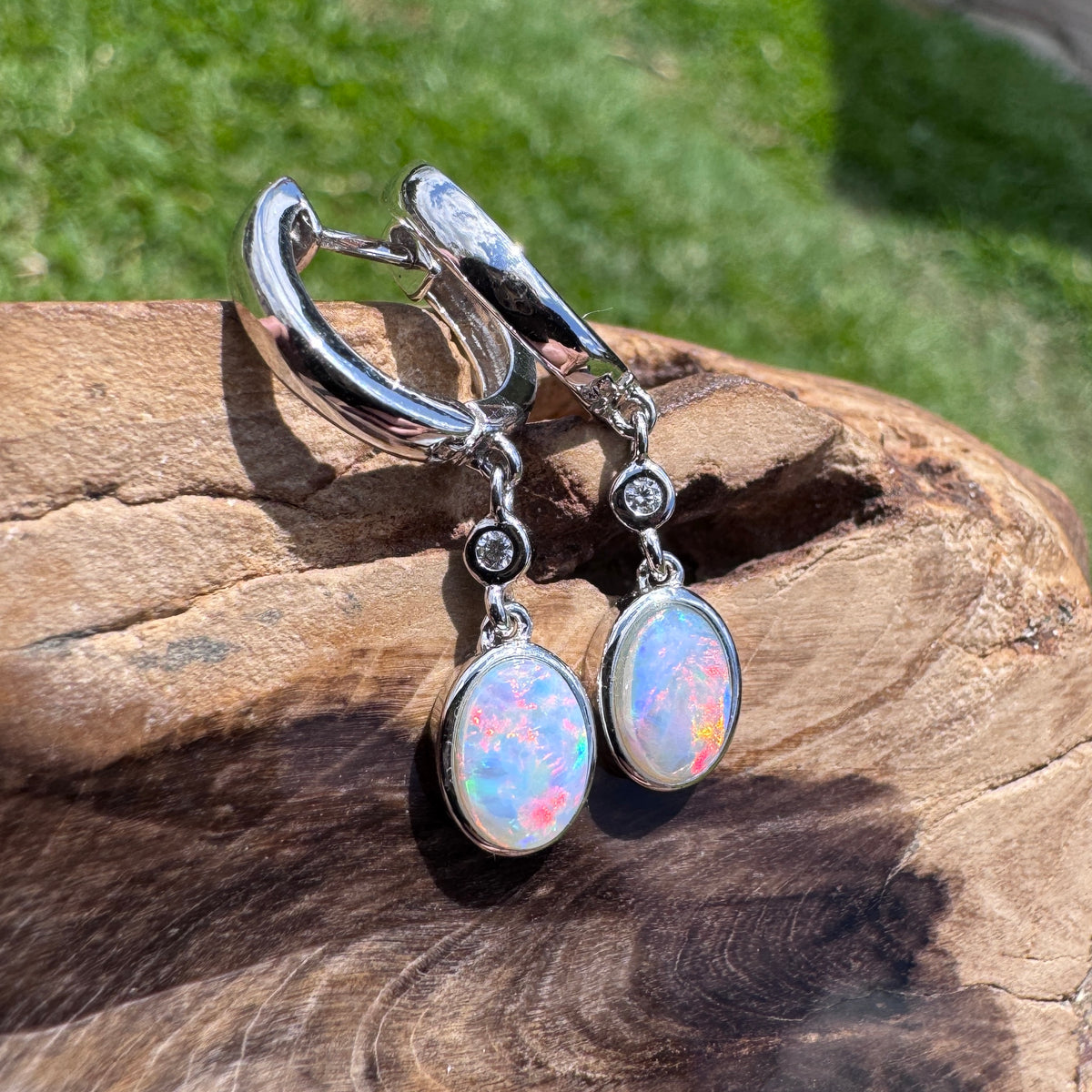1.4ct Coober Pedy Opal Huggie Earrings ~ 'Kiama Drops' | 925 Sterling Silver | Solid Australian Opal