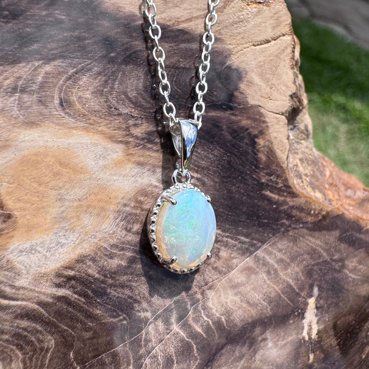 1ct Coober Pedy Opal Pendant Necklace ~ 'Victor Harbor Lace' | 925 Sterling Silver | Solid Australian Opal