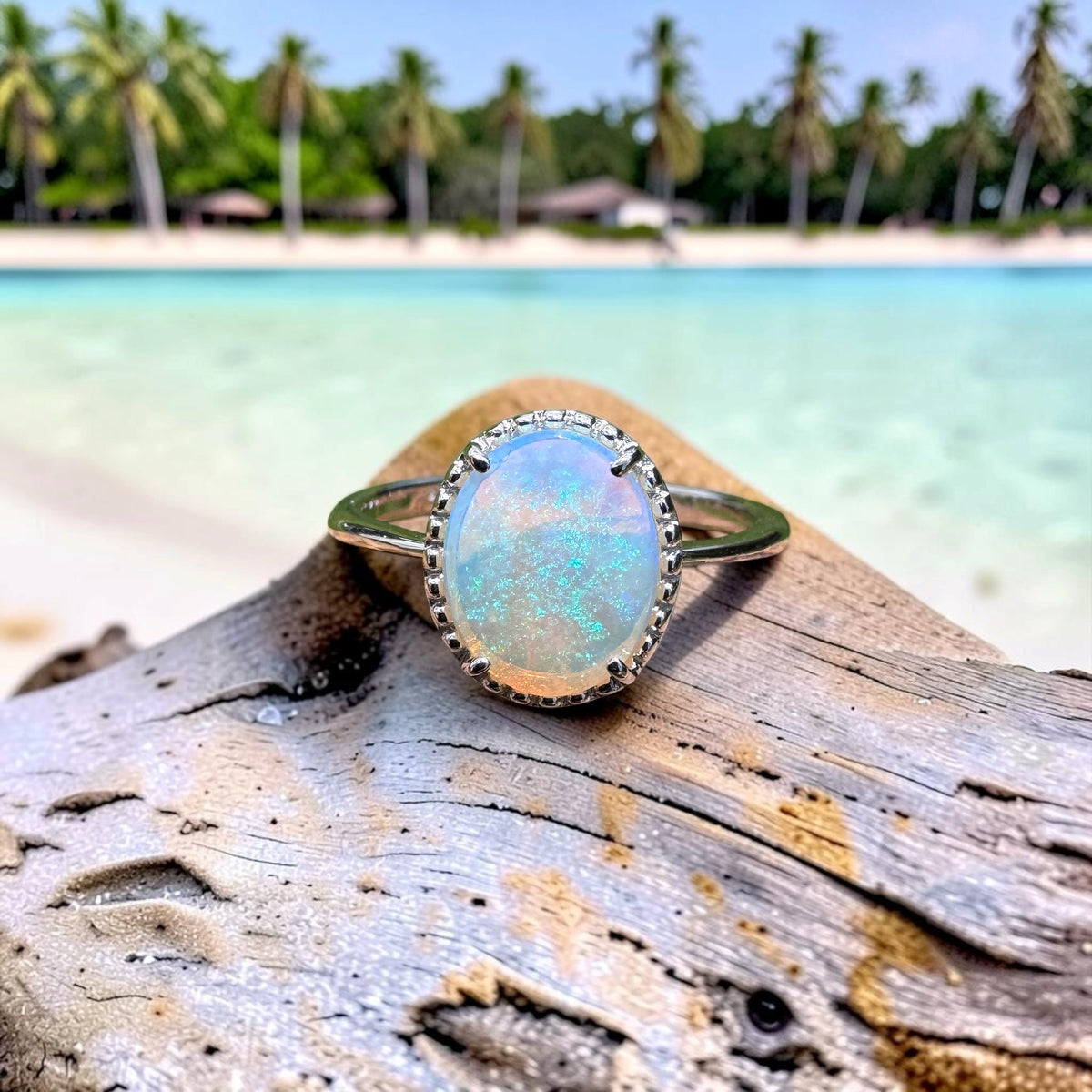 1.5ct Coober Pedy Opal Ring ~ 'Lake Mungo Glow' | 925 Sterling Silver | Solid Australian Opal
