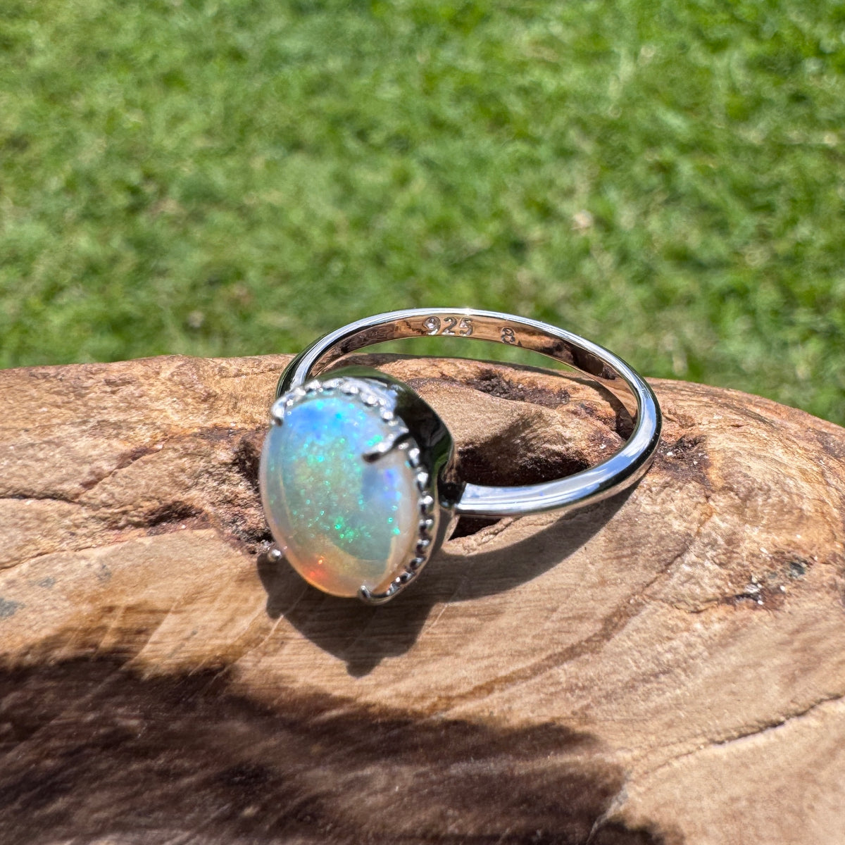 1.5ct Coober Pedy Opal Ring ~ 'Lake Mungo Glow' | 925 Sterling Silver | Solid Australian Opal