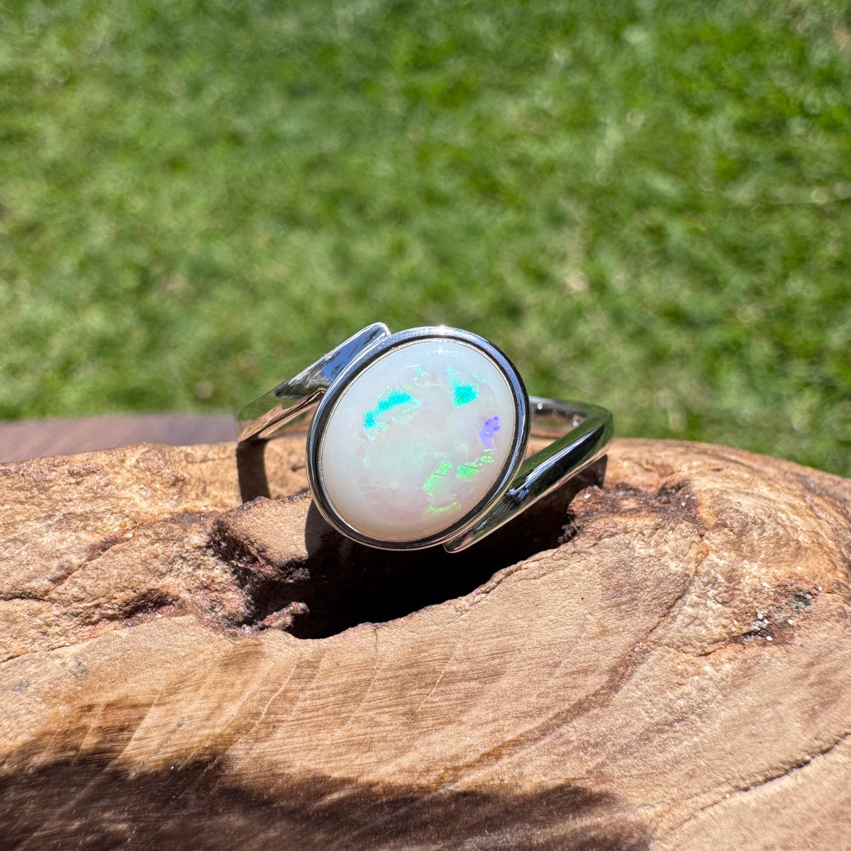 1.7ct Coober Pedy Opal Ring ~ 'Mornington Wave' | 925 Sterling Silver | Solid Australian Opal