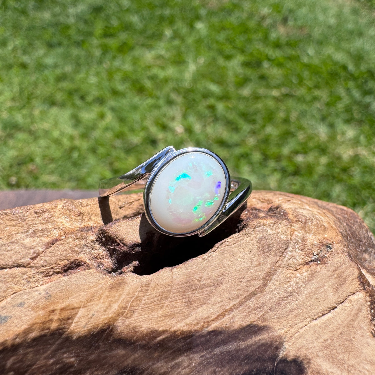 1.7ct Coober Pedy Opal Ring ~ 'Mornington Wave' | 925 Sterling Silver | Solid Australian Opal