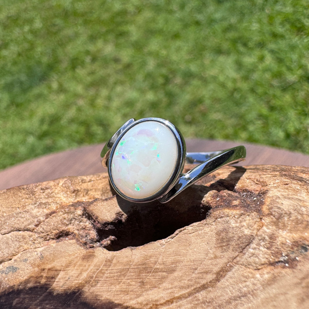 1.7ct Coober Pedy Opal Ring ~ 'Mornington Wave' | 925 Sterling Silver | Solid Australian Opal