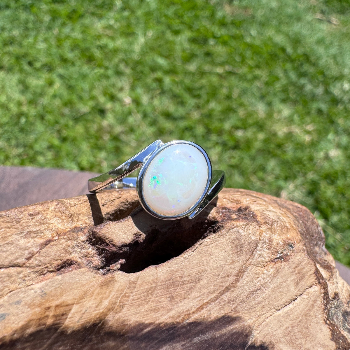 1.7ct Coober Pedy Opal Ring ~ 'Mornington Wave' | 925 Sterling Silver | Solid Australian Opal