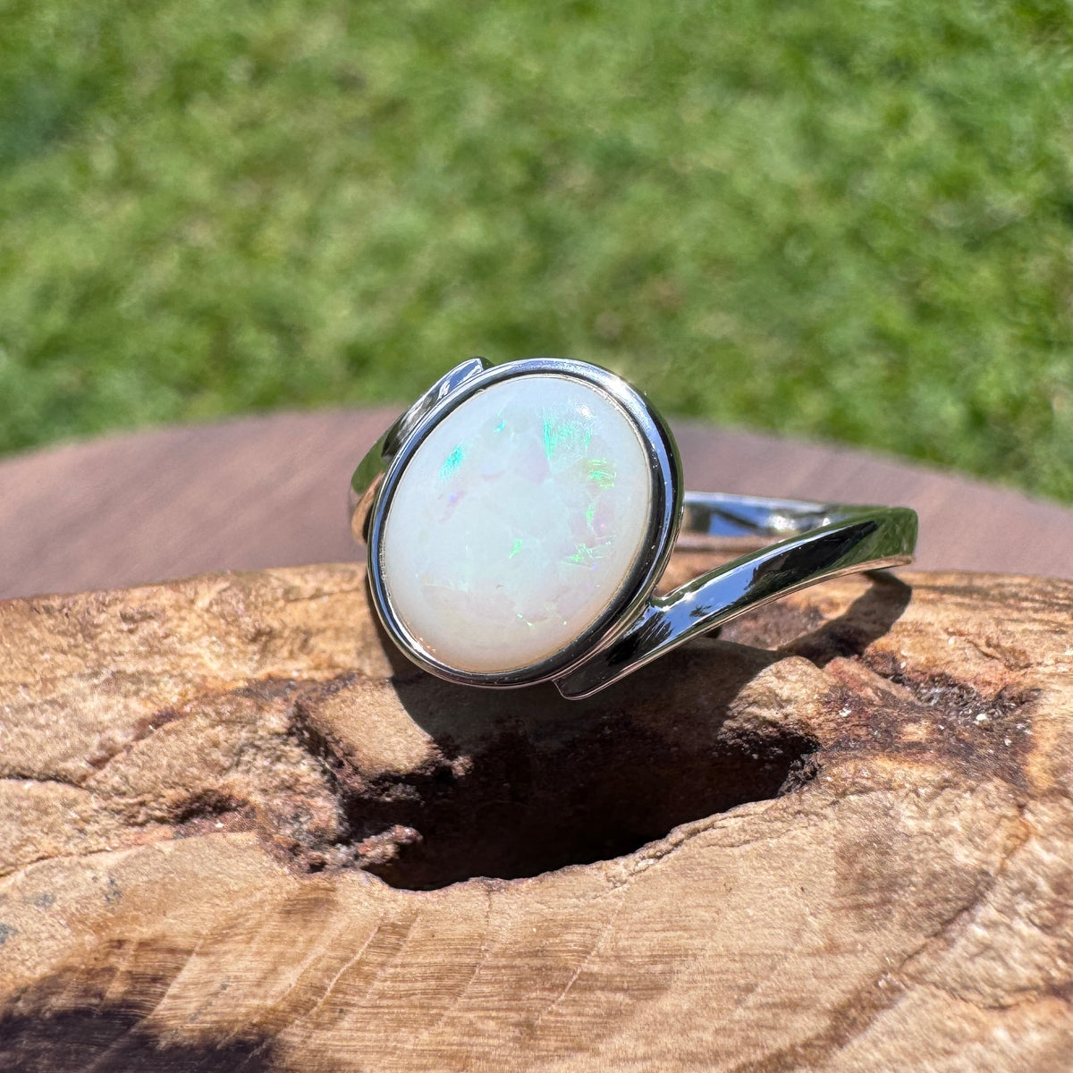 1.7ct Coober Pedy Opal Ring ~ 'Mornington Wave' | 925 Sterling Silver | Solid Australian Opal