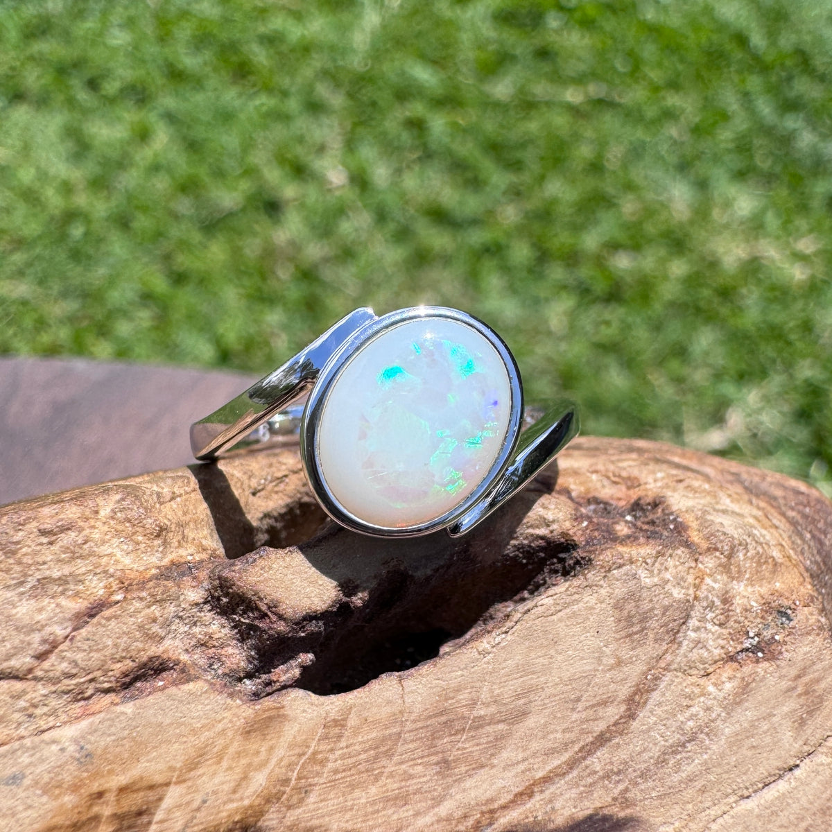 1.7ct Coober Pedy Opal Ring ~ 'Mornington Wave' | 925 Sterling Silver | Solid Australian Opal