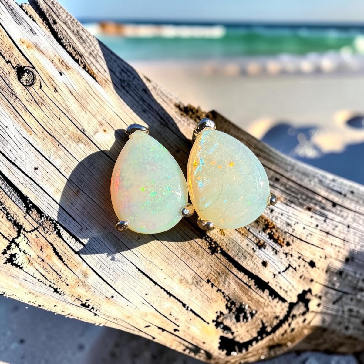 1.2ct Coober Pedy Opal Earrings ~ 'Boranup Glimmer' | 925 Sterling Silver | Solid Australian Opal