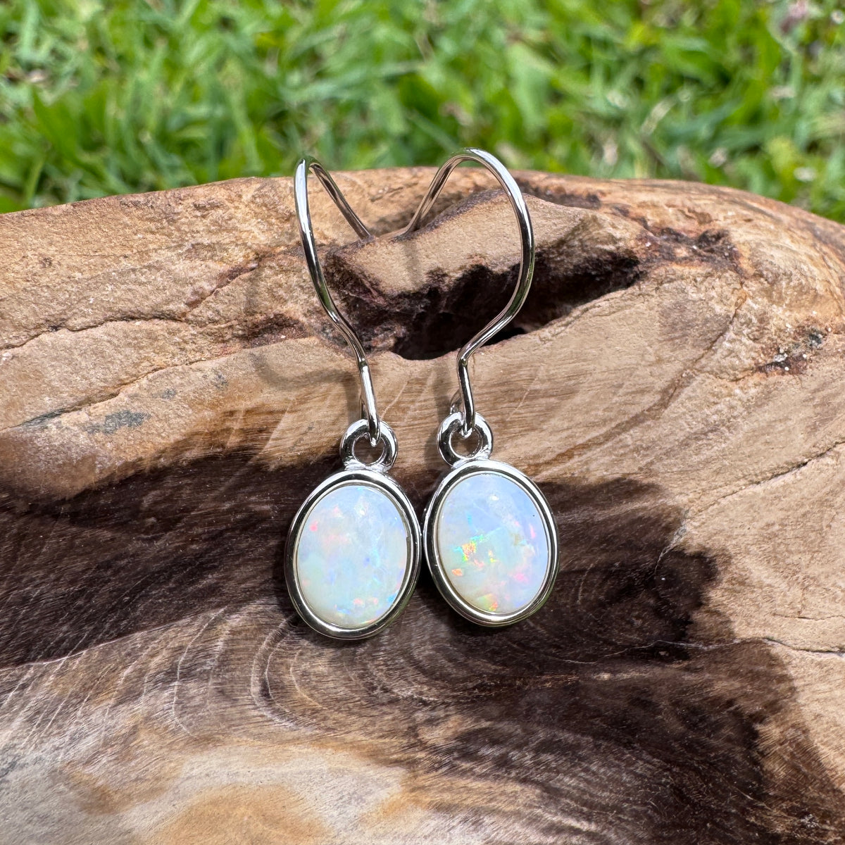 1ct Coober Pedy Opal Hook Earrings ~ 'Bunya Blossom' | 925 Sterling Silver | Solid Australian Opal