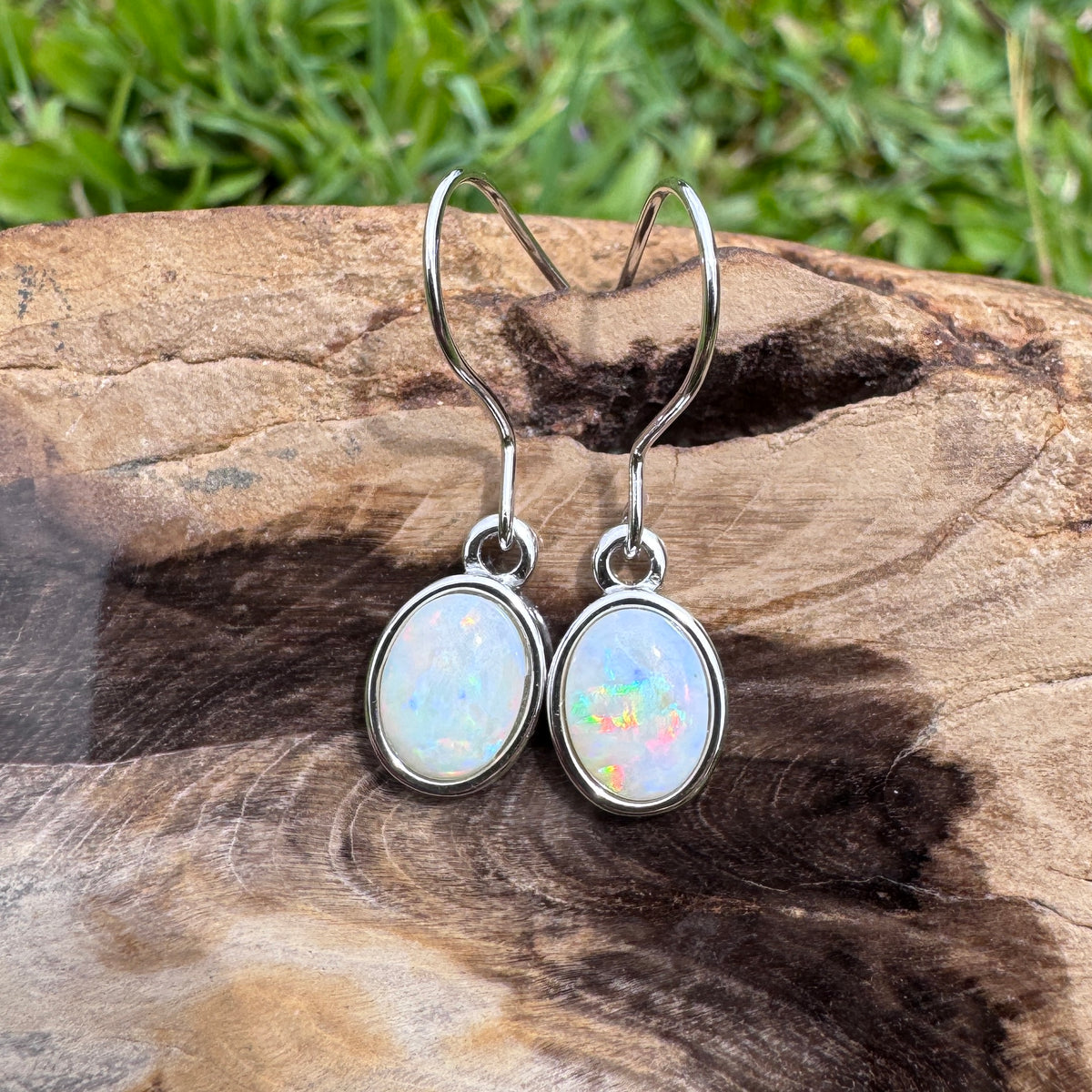 1ct Coober Pedy Opal Hook Earrings ~ 'Bunya Blossom' | 925 Sterling Silver | Solid Australian Opal