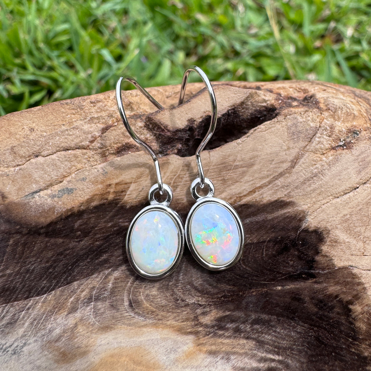 1ct Coober Pedy Opal Hook Earrings ~ 'Bunya Blossom' | 925 Sterling Silver | Solid Australian Opal