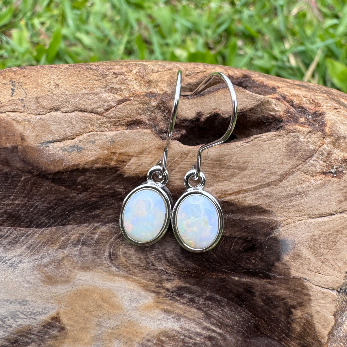 1ct Coober Pedy Opal Hook Earrings ~ 'Bunya Blossom' | 925 Sterling Silver | Solid Australian Opal