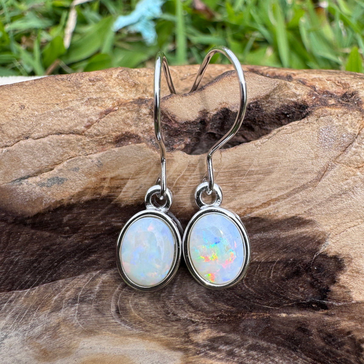 1ct Coober Pedy Opal Hook Earrings ~ 'Bunya Blossom' | 925 Sterling Silver | Solid Australian Opal