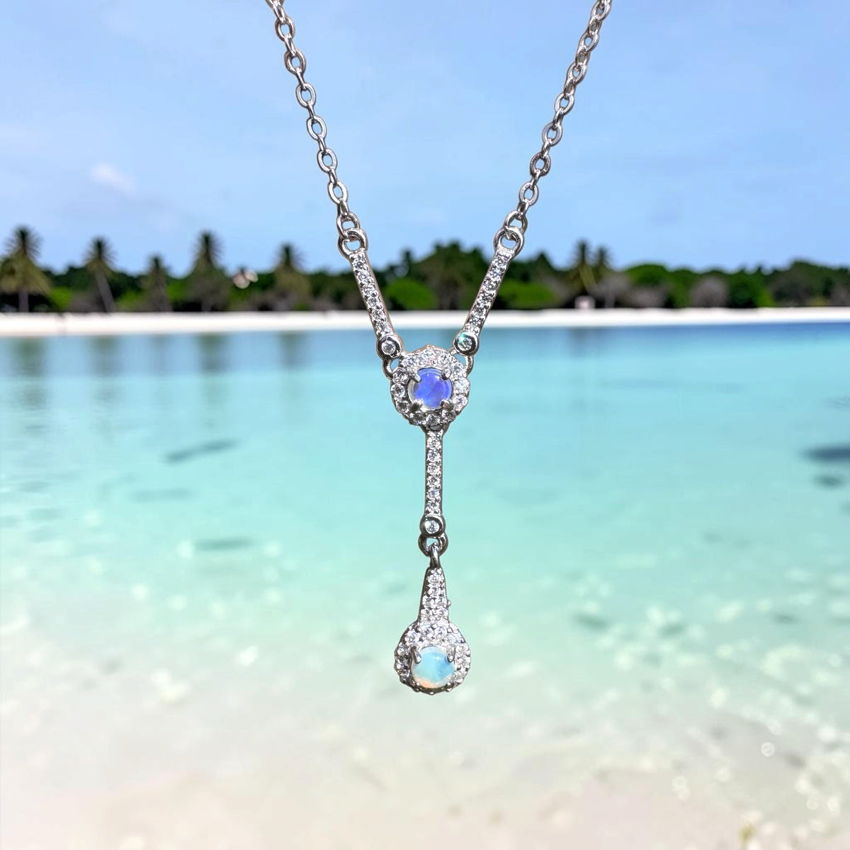 0.3ct Lightning Ridge Opal & Cubic Zirconia Pendant Necklace ~ 'Wilpena Twilight' | 925 Sterling Silver | Solid Australian Opal