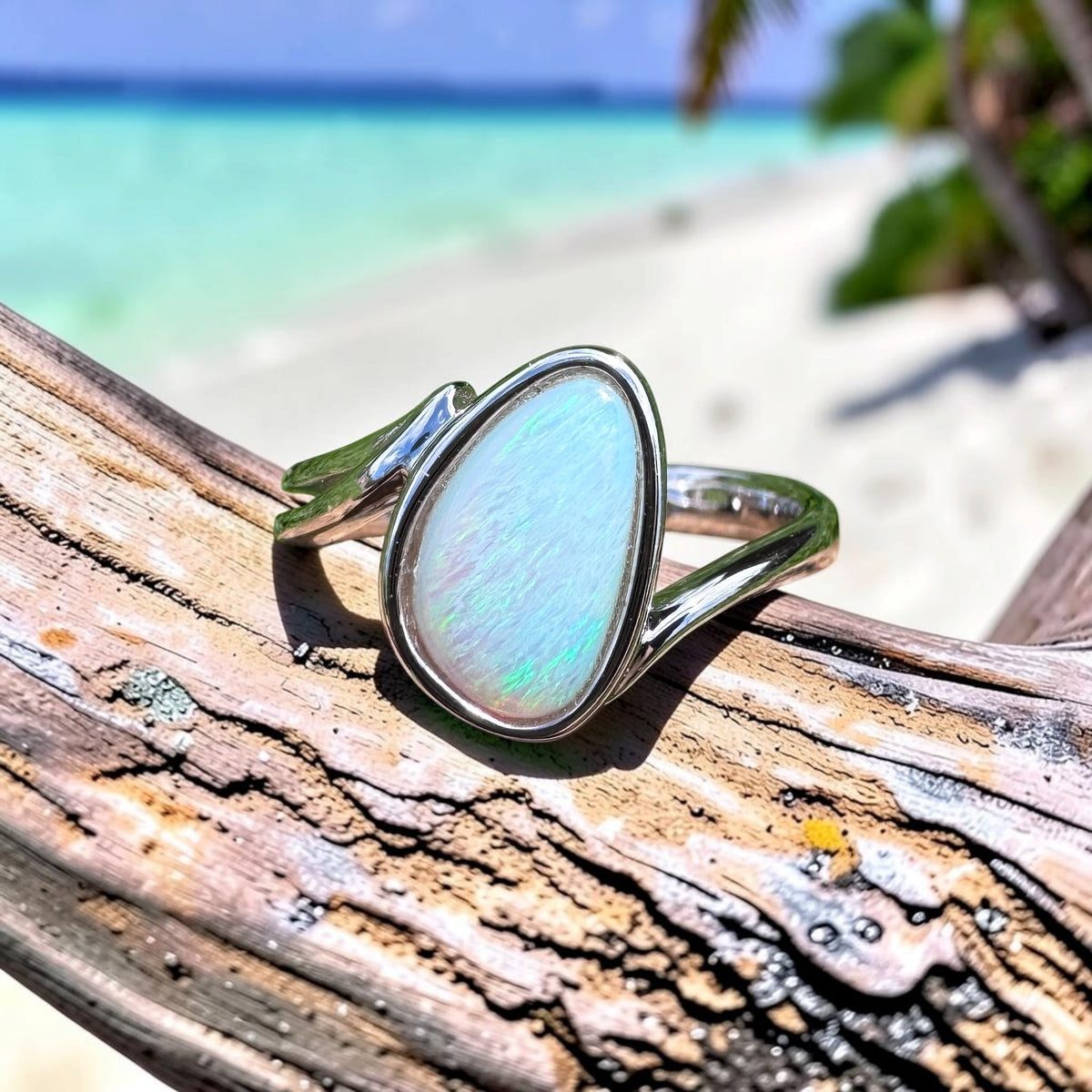 1.2ct Coober Pedy Opal Ring ~ 'Jurien Bay Blue' | 925 Sterling Silver | Solid Australian Opal