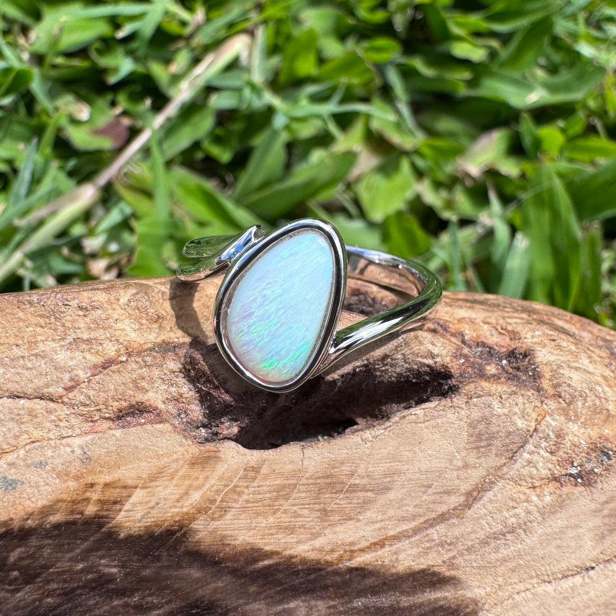 1.2ct Coober Pedy Opal Ring ~ 'Jurien Bay Blue' | 925 Sterling Silver | Solid Australian Opal