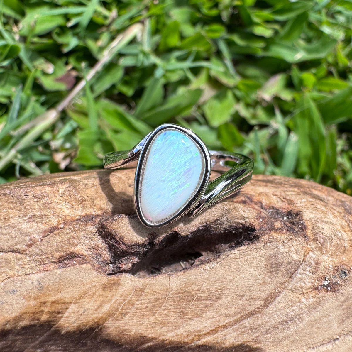 1.2ct Coober Pedy Opal Ring ~ 'Jurien Bay Blue' | 925 Sterling Silver | Solid Australian Opal