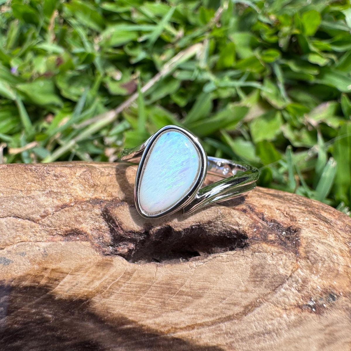 1.2ct Coober Pedy Opal Ring ~ 'Jurien Bay Blue' | 925 Sterling Silver | Solid Australian Opal