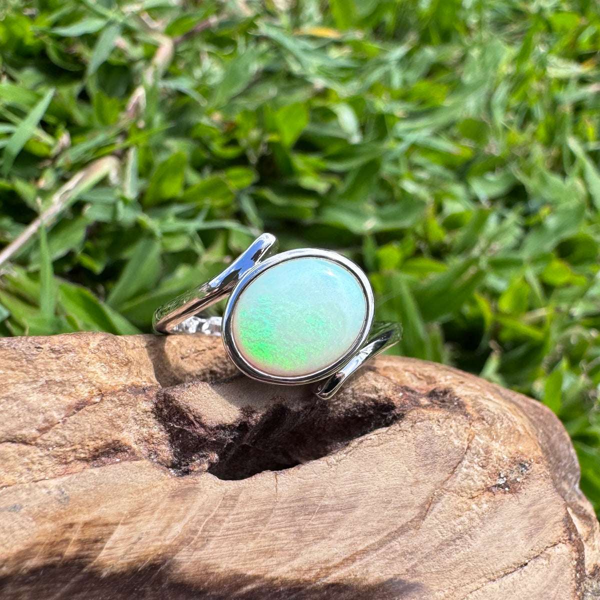1.1ct Coober Pedy Opal Ring ~ 'Manly Wave' | 925 Sterling Silver | Solid Australian Opal