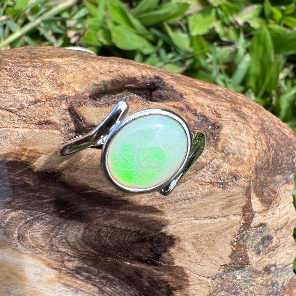 1.1ct Coober Pedy Opal Ring ~ 'Manly Wave' | 925 Sterling Silver | Solid Australian Opal