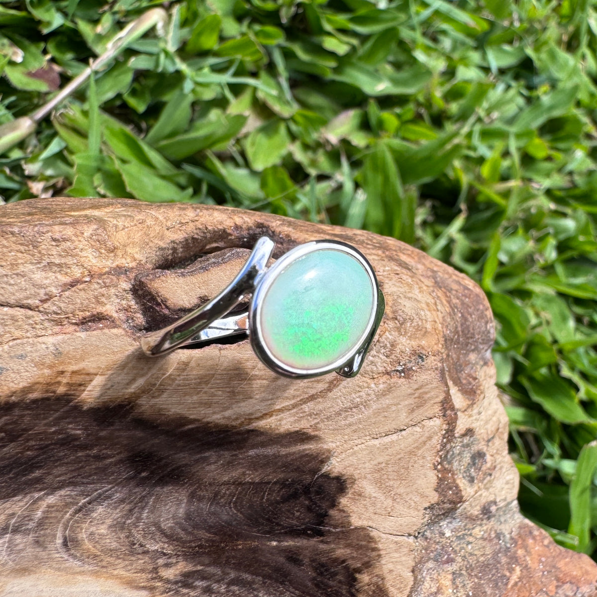 1.1ct Coober Pedy Opal Ring ~ 'Manly Wave' | 925 Sterling Silver | Solid Australian Opal