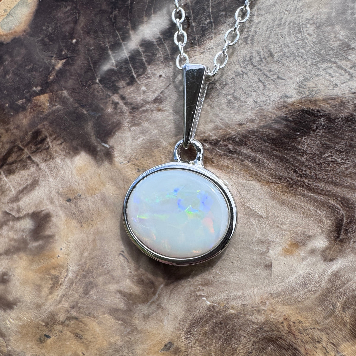 1.3ct Coober Pedy Opal Pendant Necklace ~ 'Ballarat Flicker' | 925 Sterling Silver | Solid Australian Opal