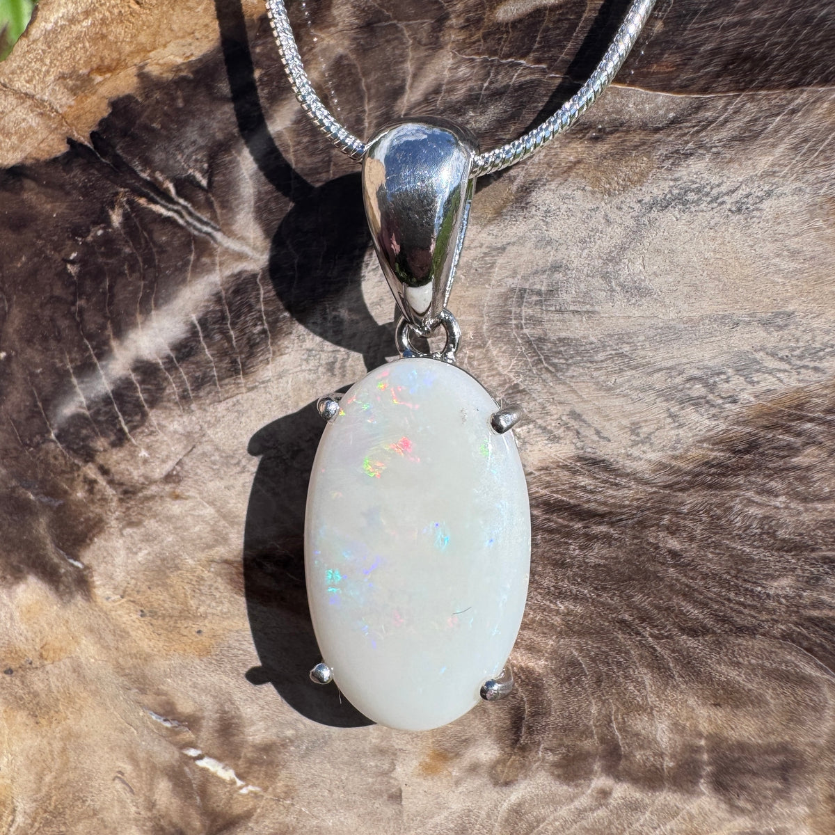 5.6ct Coober Pedy Opal Pendant Necklace ~ 'Grampians Colour' | 925 Sterling Silver | Solid Australian Opal