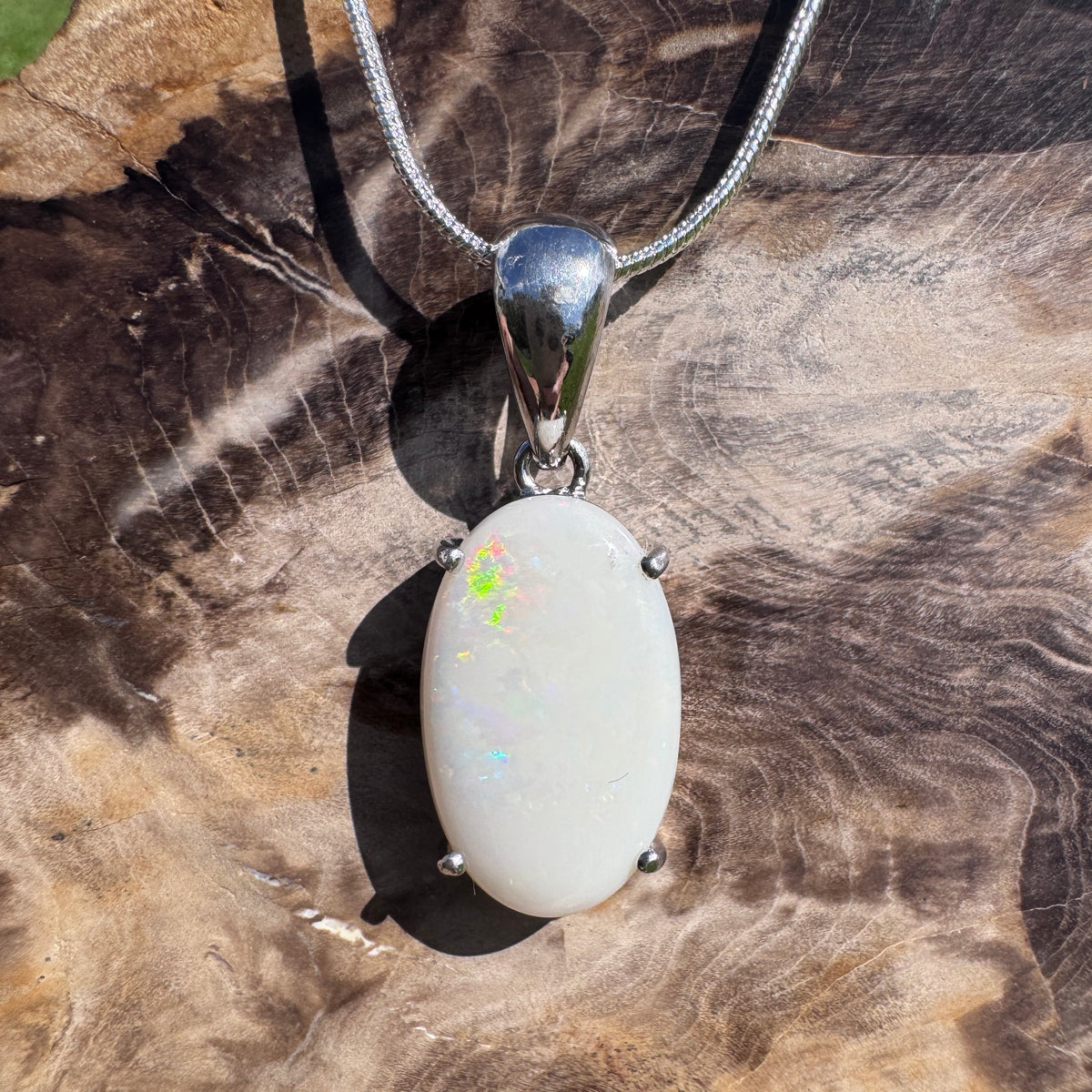 5.6ct Coober Pedy Opal Pendant Necklace ~ 'Grampians Colour' | 925 Sterling Silver | Solid Australian Opal