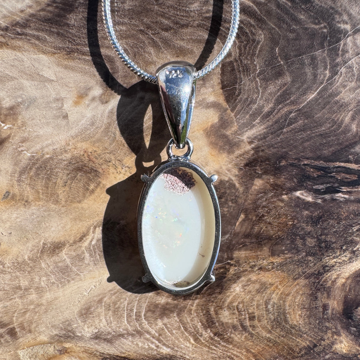 5.6ct Coober Pedy Opal Pendant Necklace ~ 'Grampians Colour' | 925 Sterling Silver | Solid Australian Opal