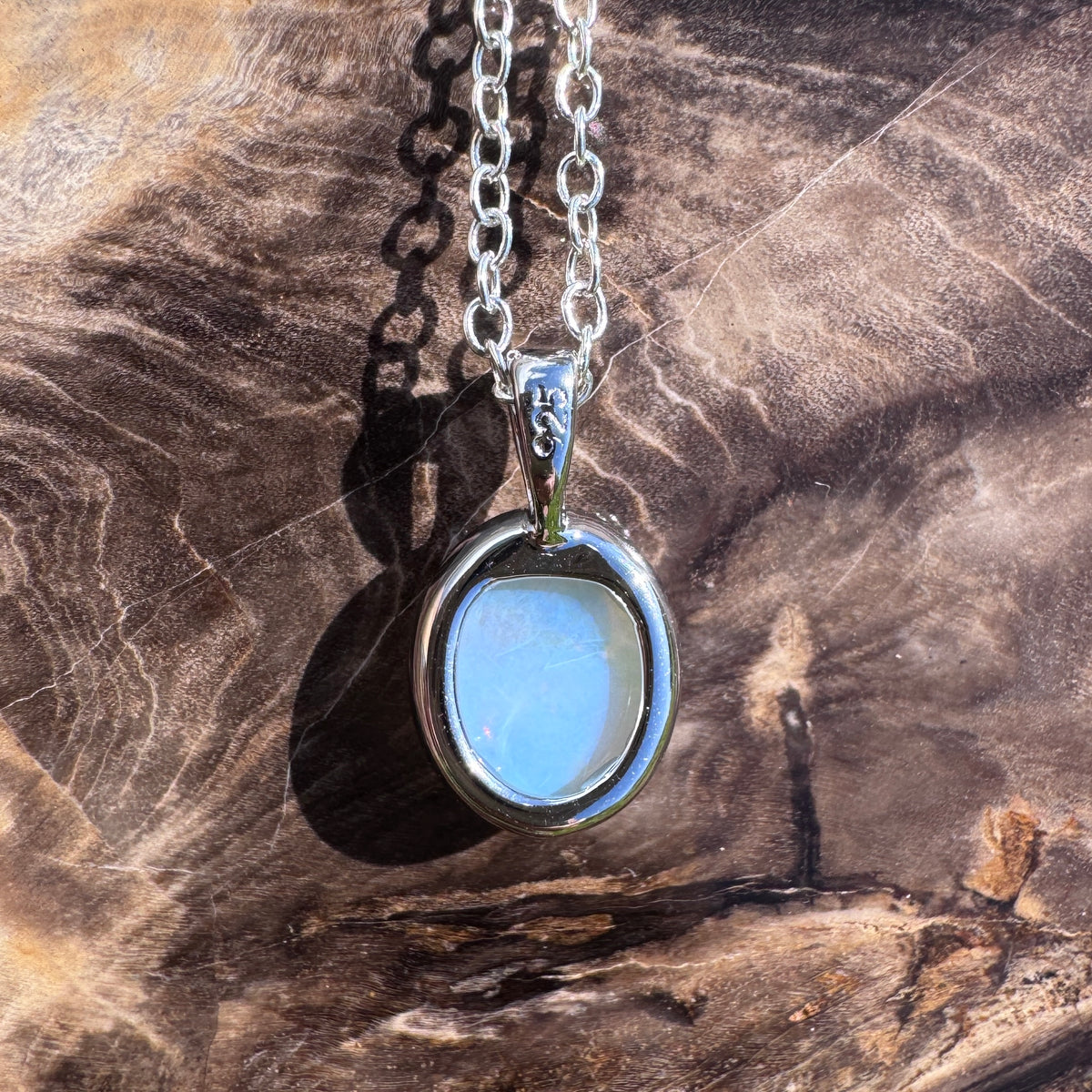 0.9ct Lightning Ridge Crystal Opal Pendant Necklace ~ 'Hervey Bay Blues' | 925 Sterling Silver | Solid Australian Opal