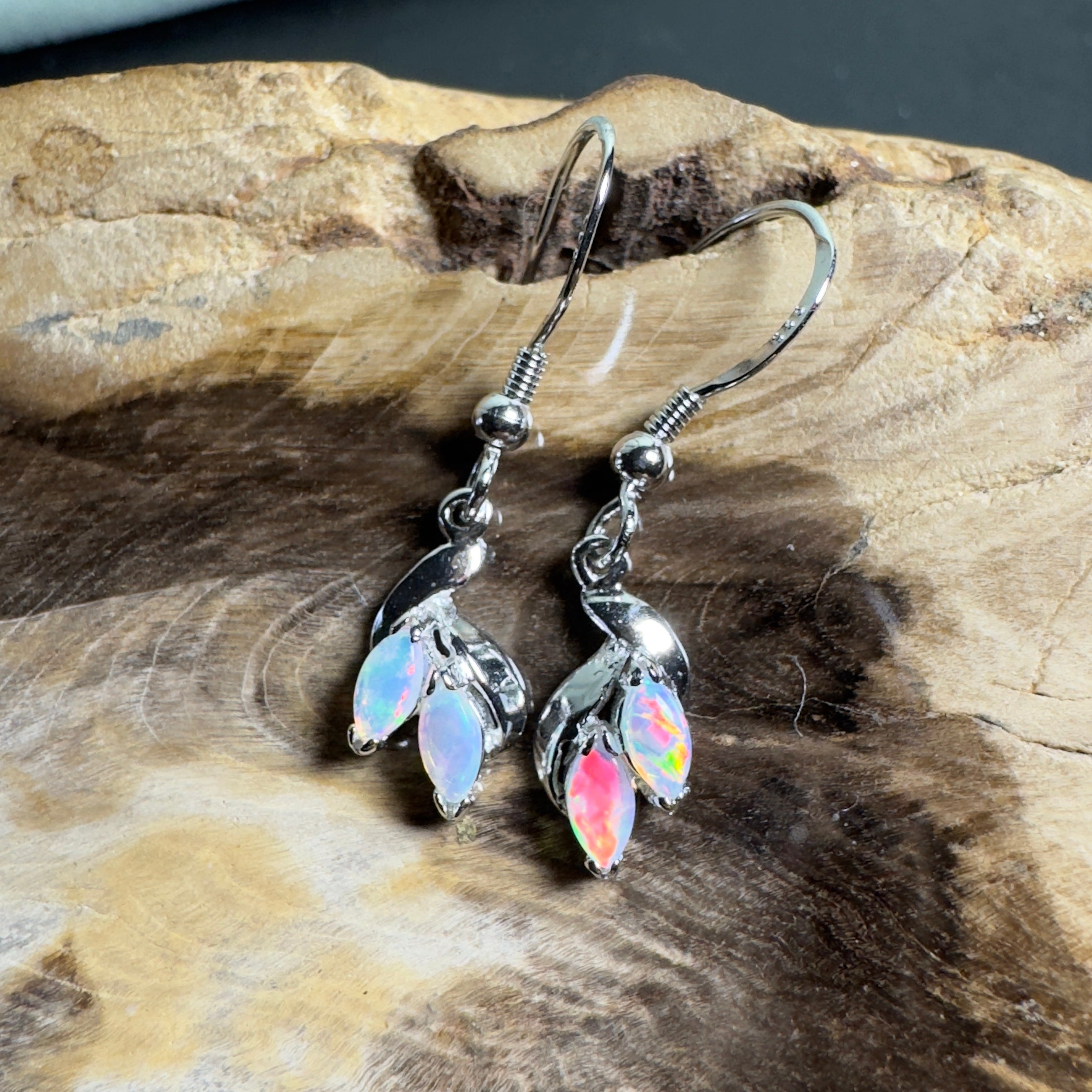 Desert Bloom Drops - 0.8ct Coober Pedy Opal 925 Silver Earrings