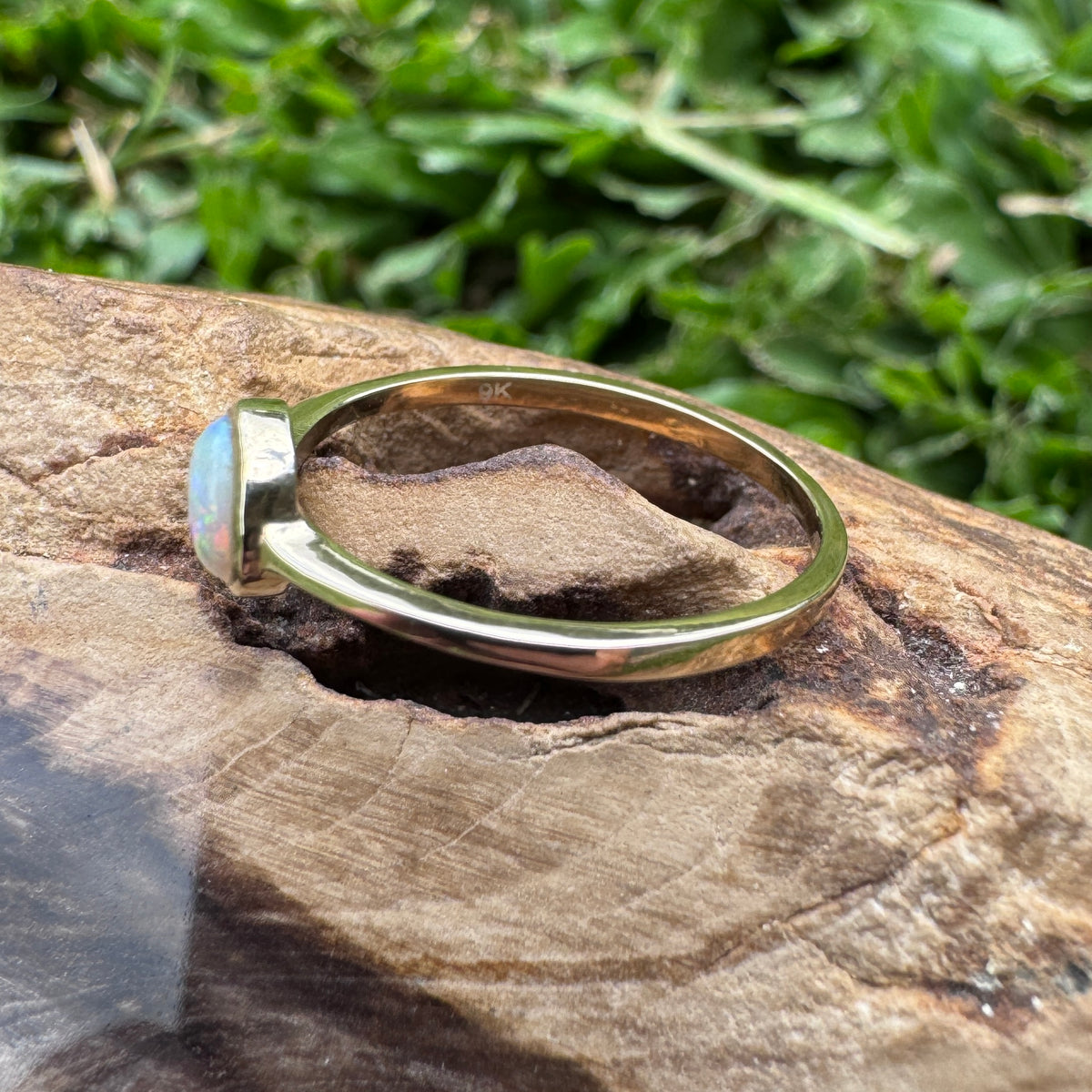 0.5ct Lightning Ridge Crystal Opal Ring ~ 'Daly River Spectrum' | 9ct Yellow Gold | Solid Australian Opal