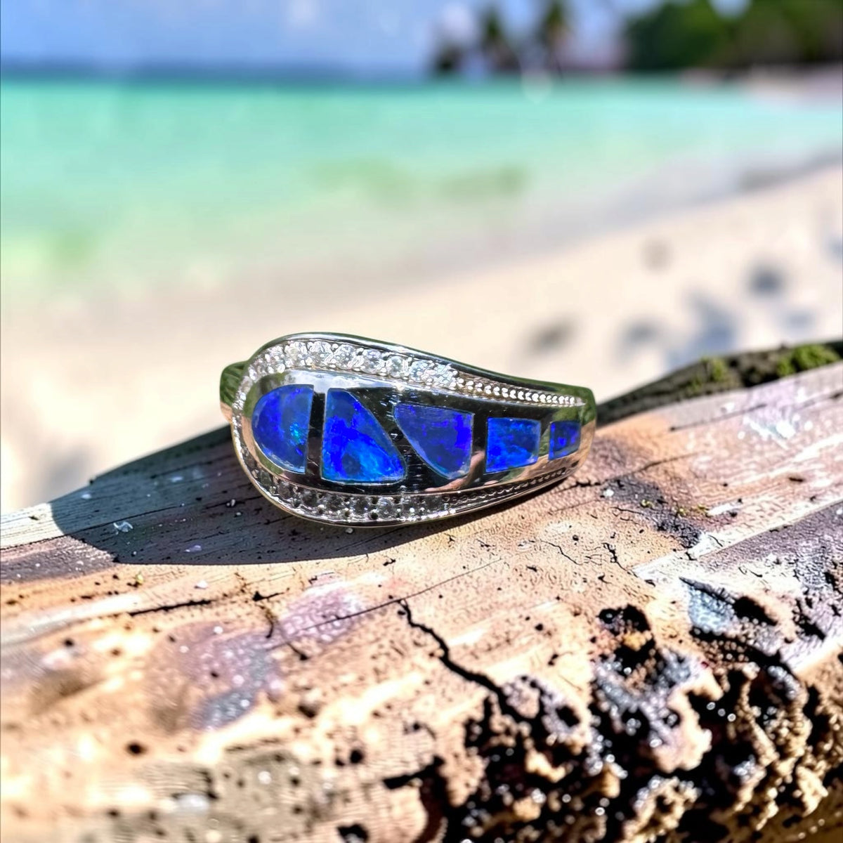 0.5ct Lightning Ridge Semi Black Opal Ring ~ 'Mount Kaputar Twilight' | 925 Sterling Silver | Solid Australian Opal