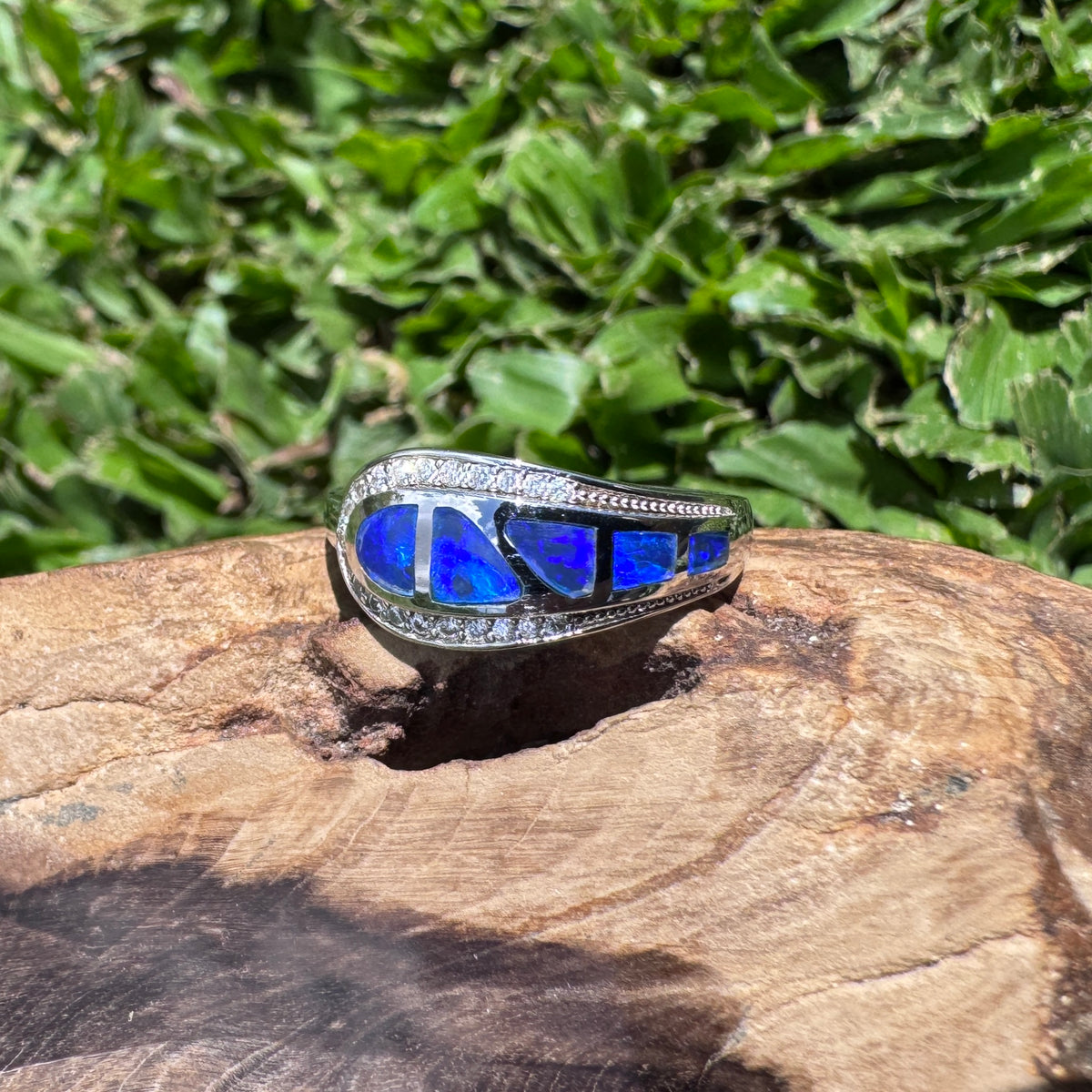 0.5ct Lightning Ridge Semi Black Opal Ring ~ 'Mount Kaputar Twilight' | 925 Sterling Silver | Solid Australian Opal