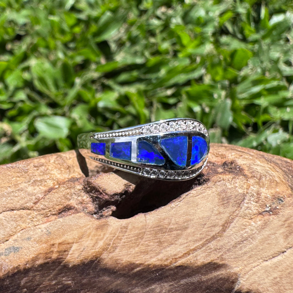 0.5ct Lightning Ridge Semi Black Opal Ring ~ 'Mount Kaputar Twilight' | 925 Sterling Silver | Solid Australian Opal