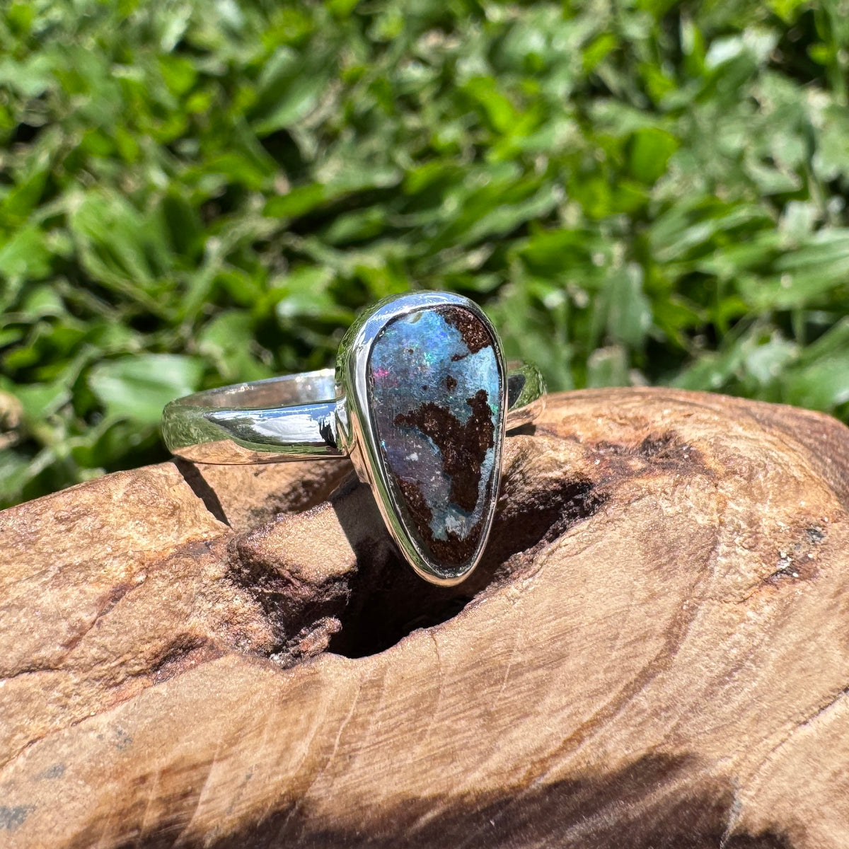 3.4ct Queensland Opal Ring ~ 'Freycinet Blues' | 925 Sterling Silver | Solid Australian Opal