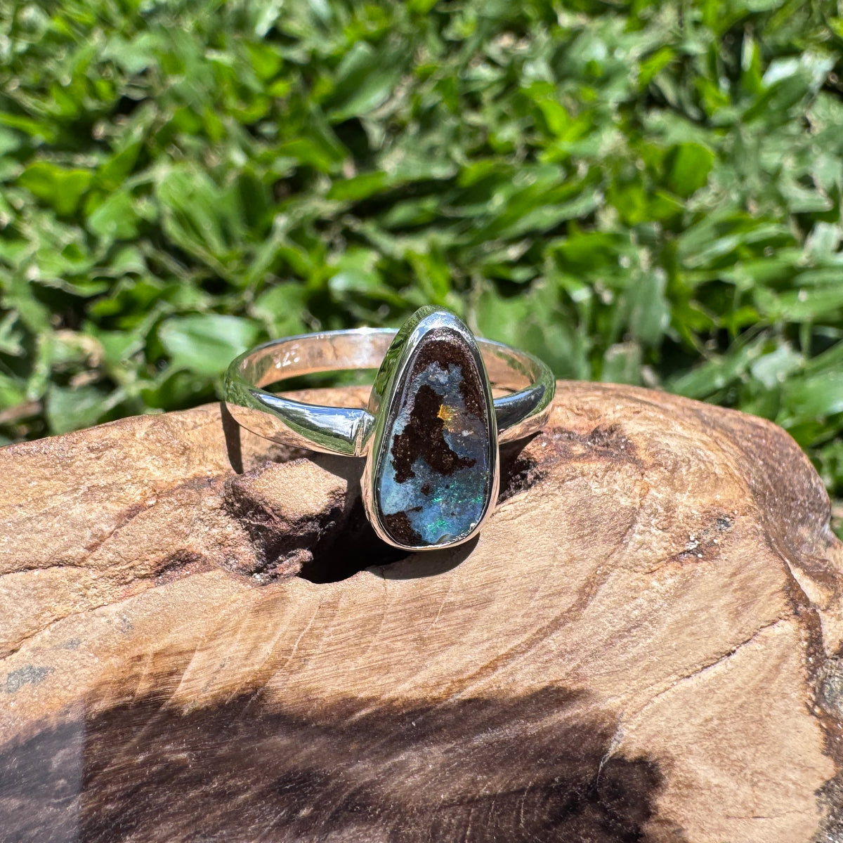 3.4ct Queensland Opal Ring ~ 'Freycinet Blues' | 925 Sterling Silver | Solid Australian Opal