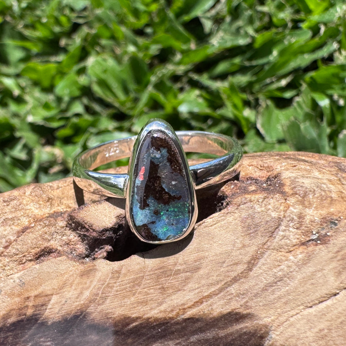 3.4ct Queensland Opal Ring ~ 'Freycinet Blues' | 925 Sterling Silver | Solid Australian Opal